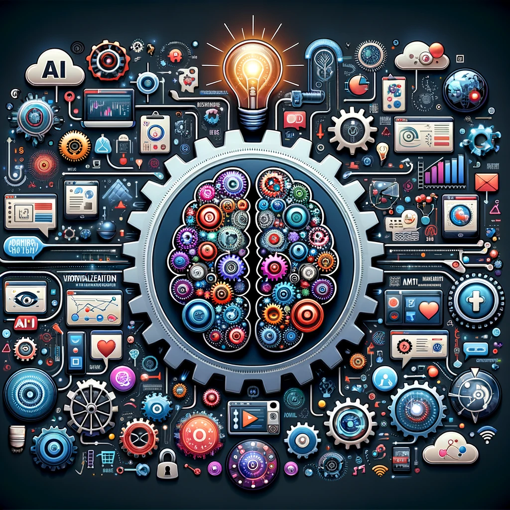 Ilustração de várias habilidade no campo das inteligências artificiais